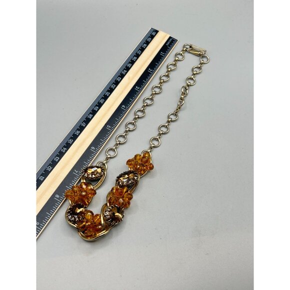 Vintage Choker Necklace Topaz Rhinestones Bead Clusters Hand Wired Gold Tone - Picture 10 of 10